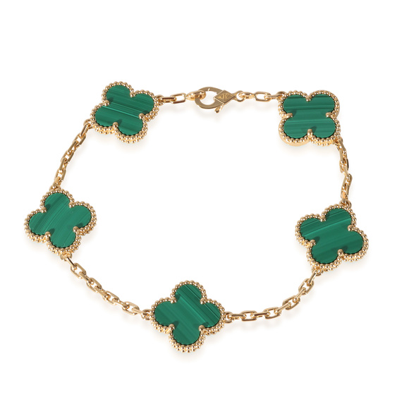 Van Cleef & Arpels Jewelry - Van Cleef & Arpels Alhambra Malachite Bracelet in 18k Yellow Gold